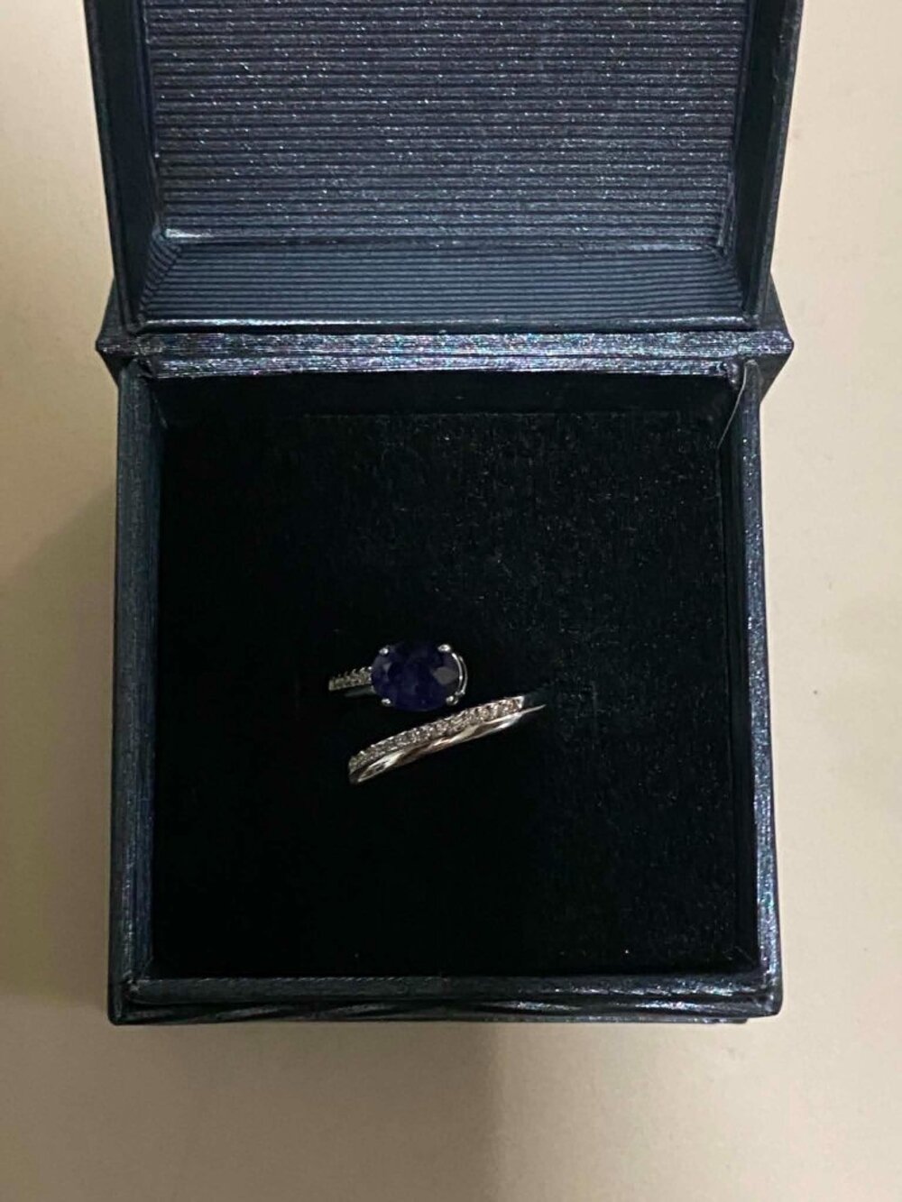 .925 Natural Blue Sapphire Ring with Cubic Zirconia